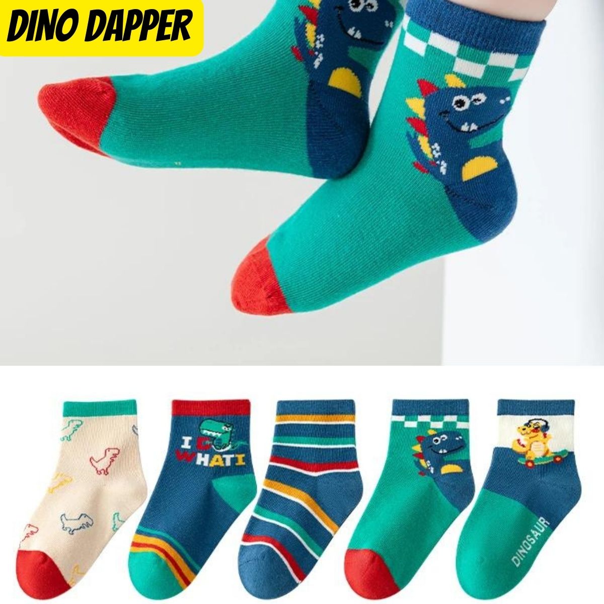 Happy Dino Socks (5 Pairs)