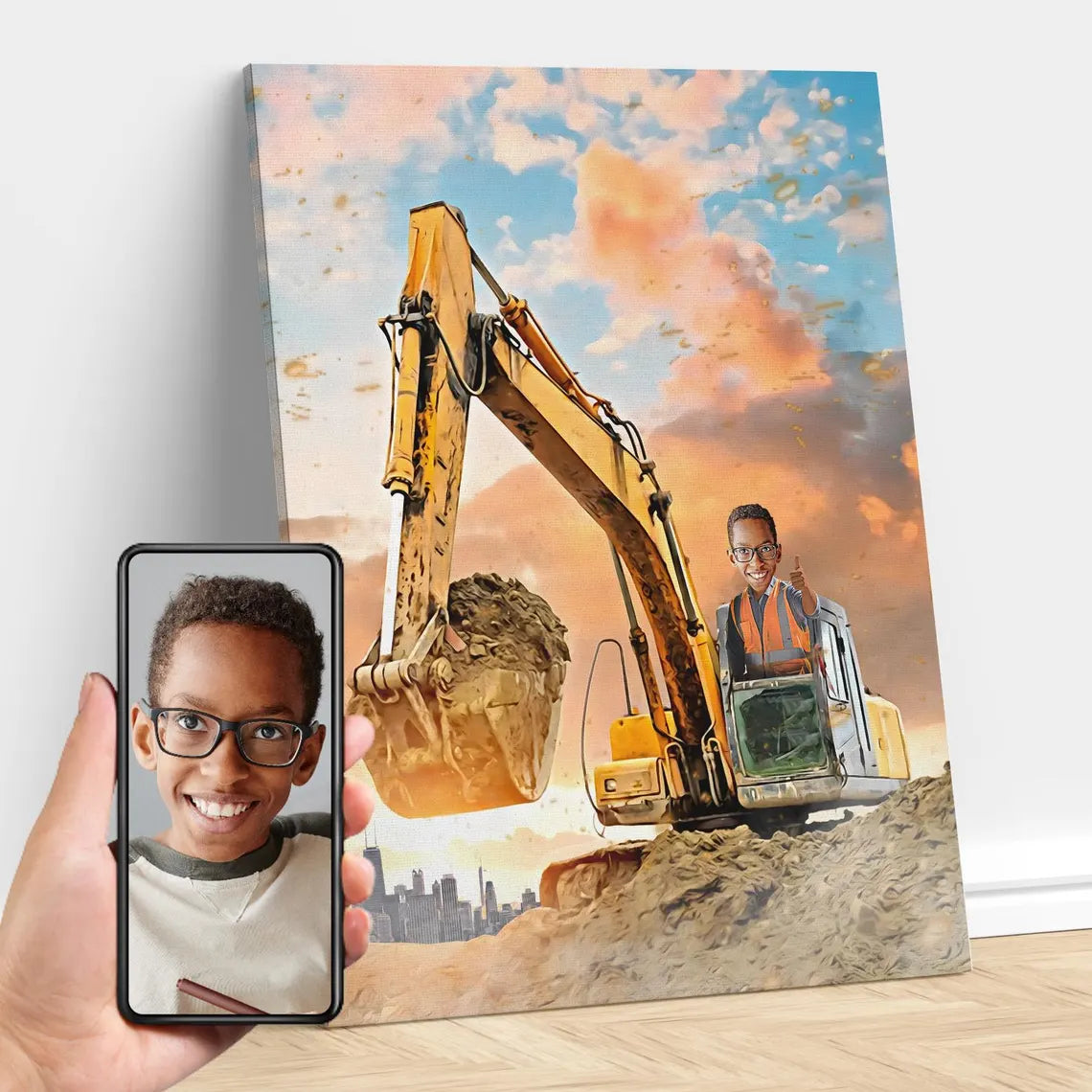 Personalized Excavator Portrait