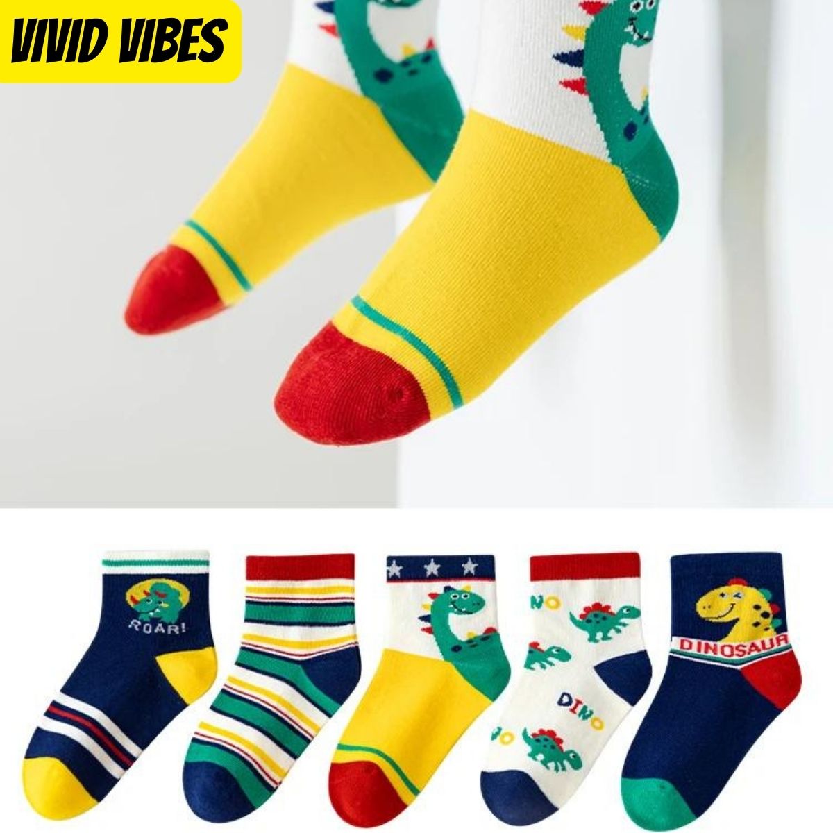 Happy Dino Socks (5 Pairs)