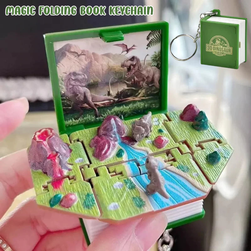 Dino World Pop-Up Book Keychain