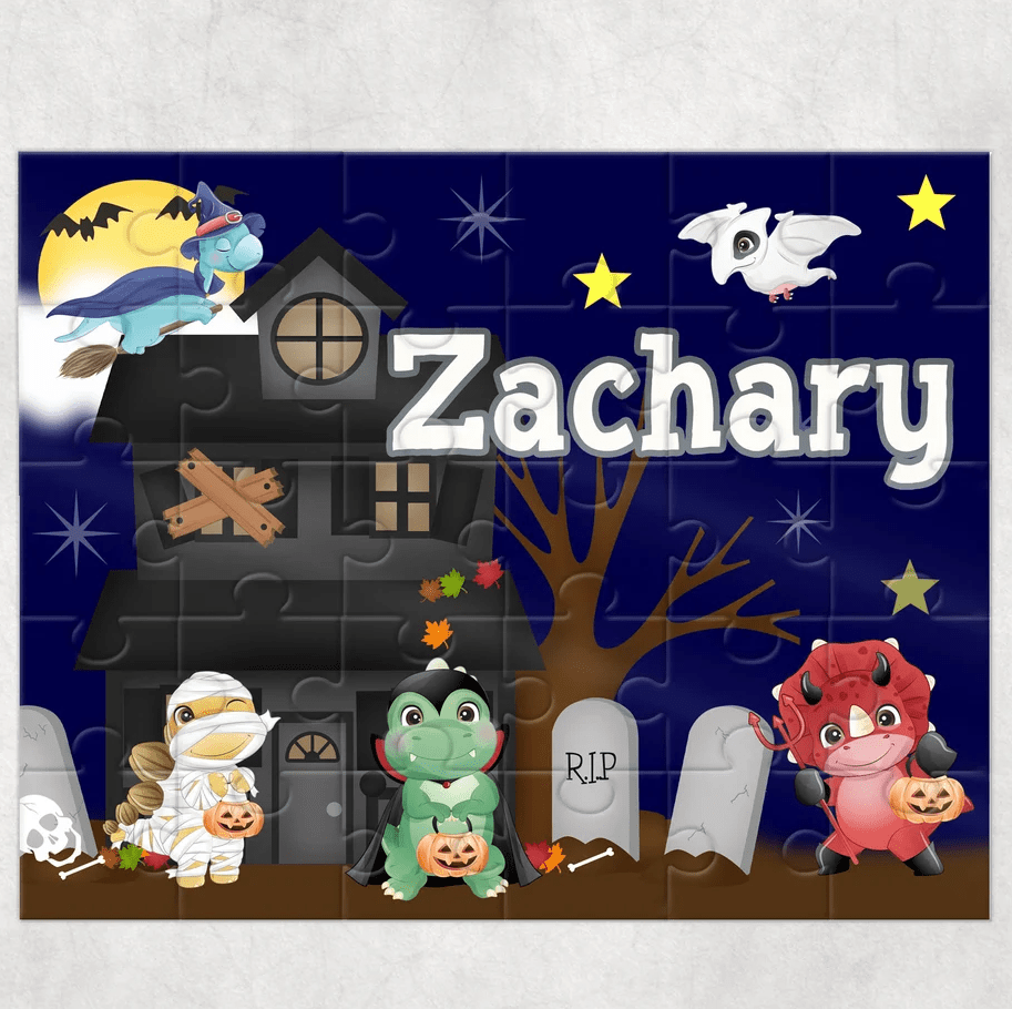 Personalized Dinosaur Halloween Puzzle