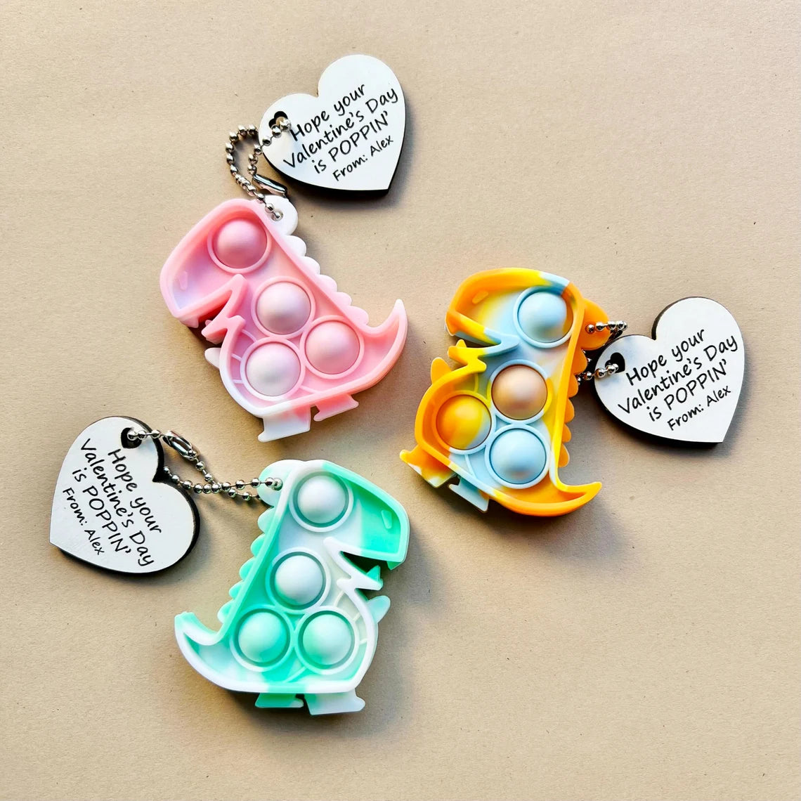 Personalized Dino Pop-It Keychain