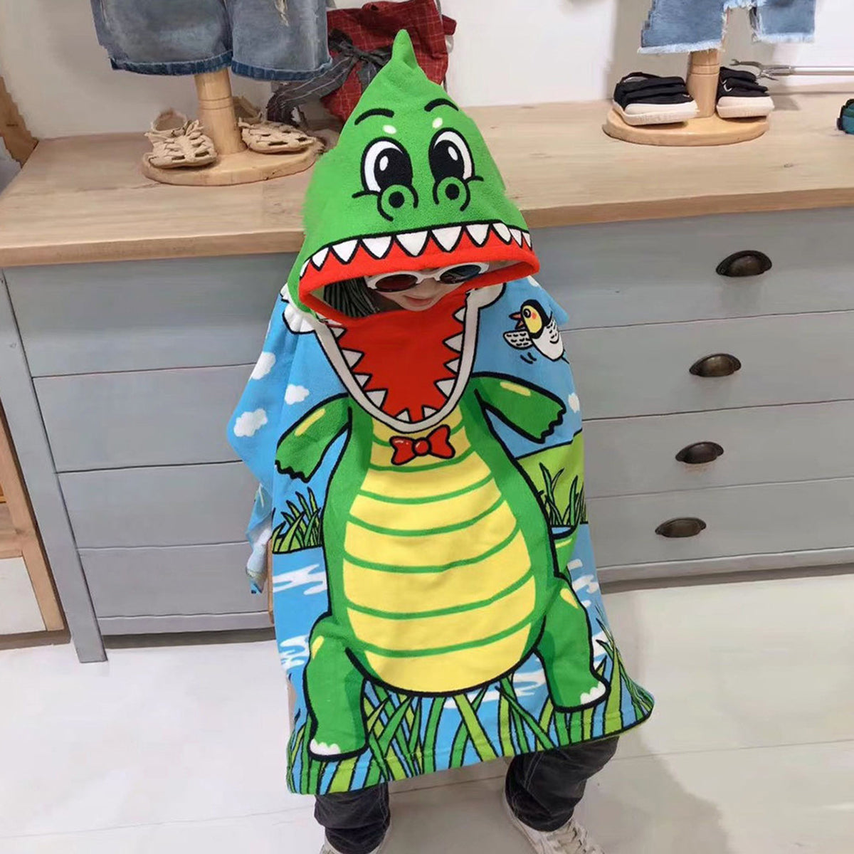 Dinosaur Hooded Beach Towel