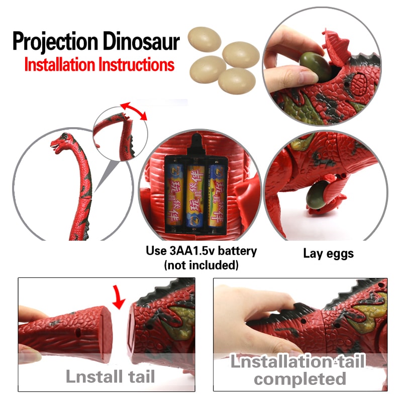 Walking Brachiosaurus Toy with LED Projector