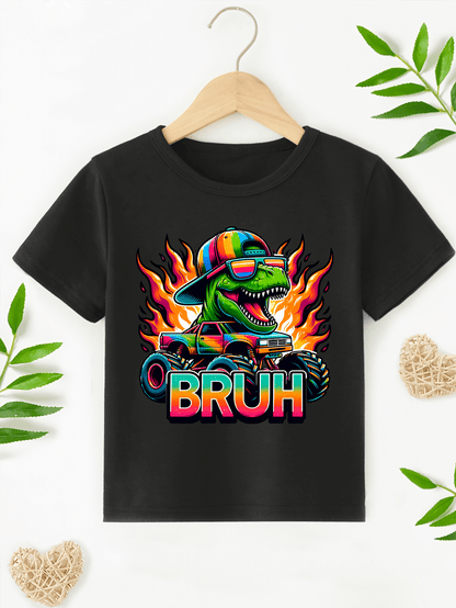Bruh Monster Truck Dinosaur T-Shirt