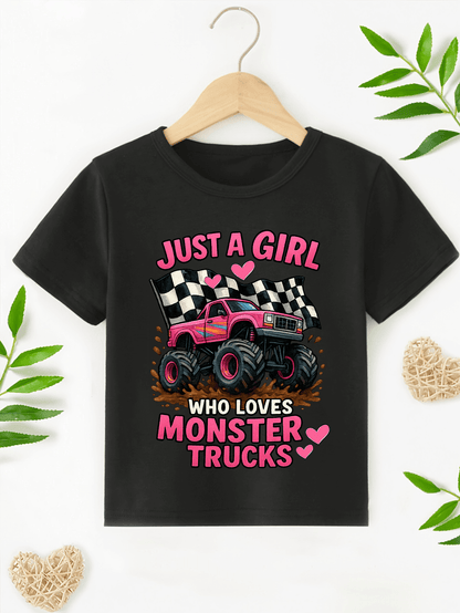 Just a Girl Who Loves Monster Trucks T-Shirt