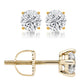 14k Yellow Gold Finish Round Solitaire Earrings