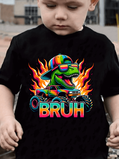 Bruh Monster Truck Dinosaur T-Shirt