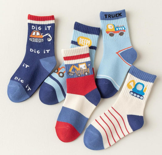 Construction Vehicle Socks (5 Pairs)