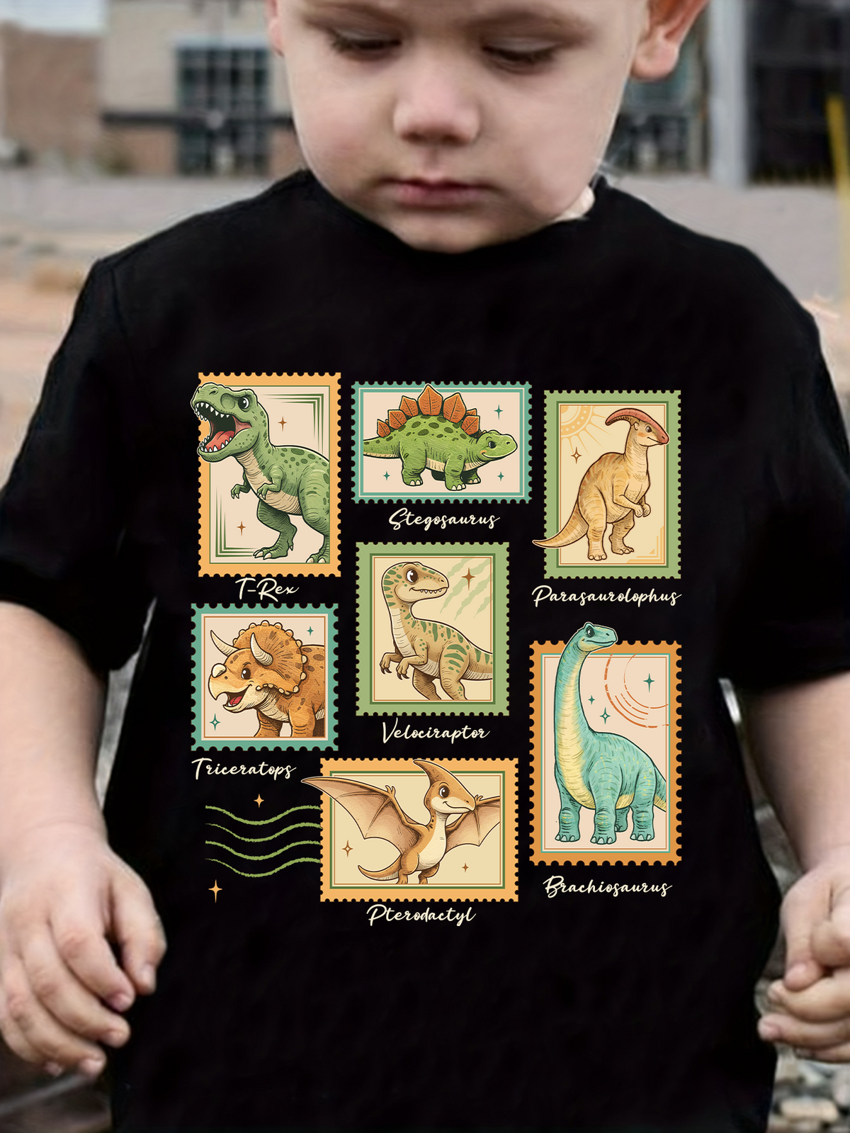 Retro Dinosaur Stamps T-Shirt
