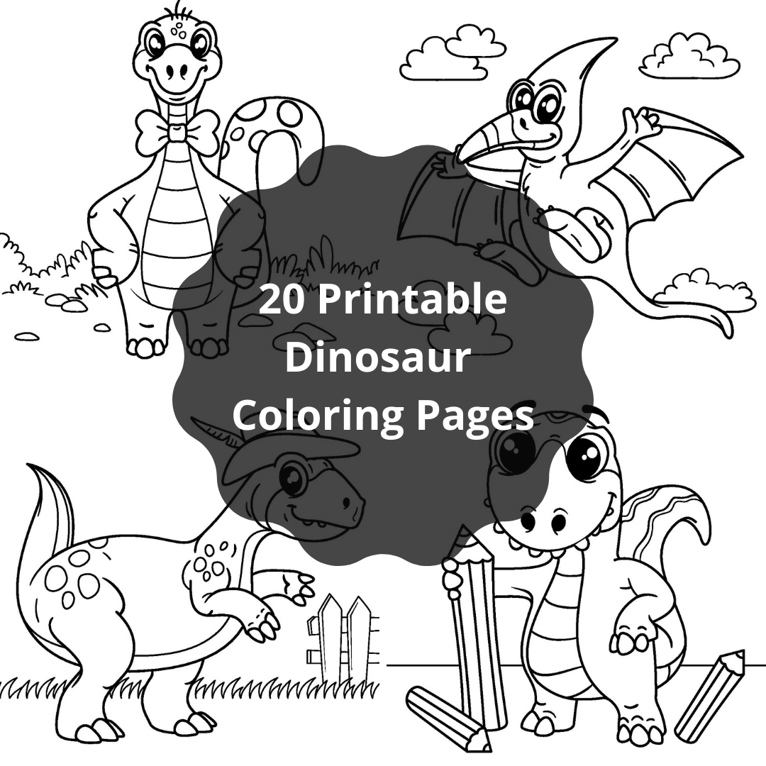 20 Printable Dinosaur Coloring Pages (Digital Download)