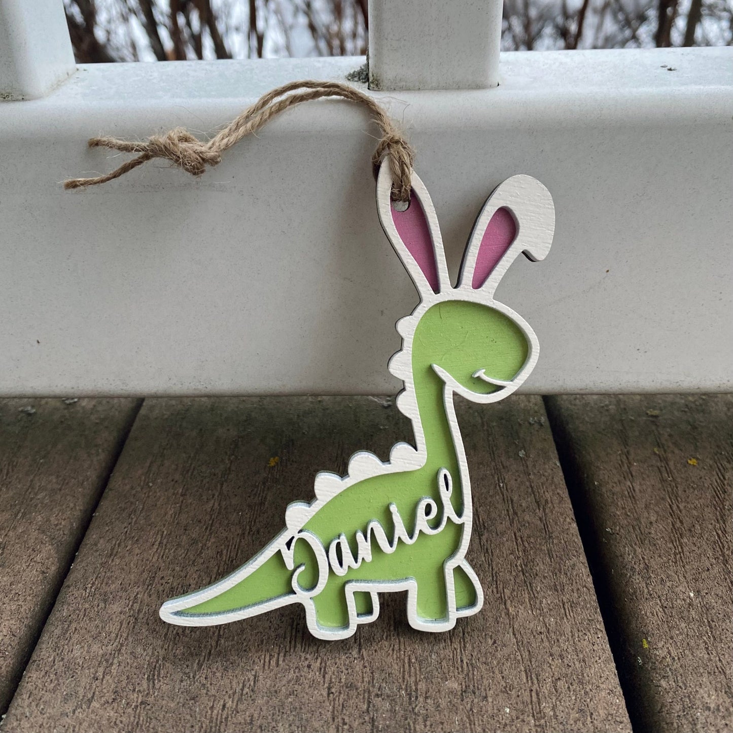 Personalized Dinosaur Easter Basket Tag